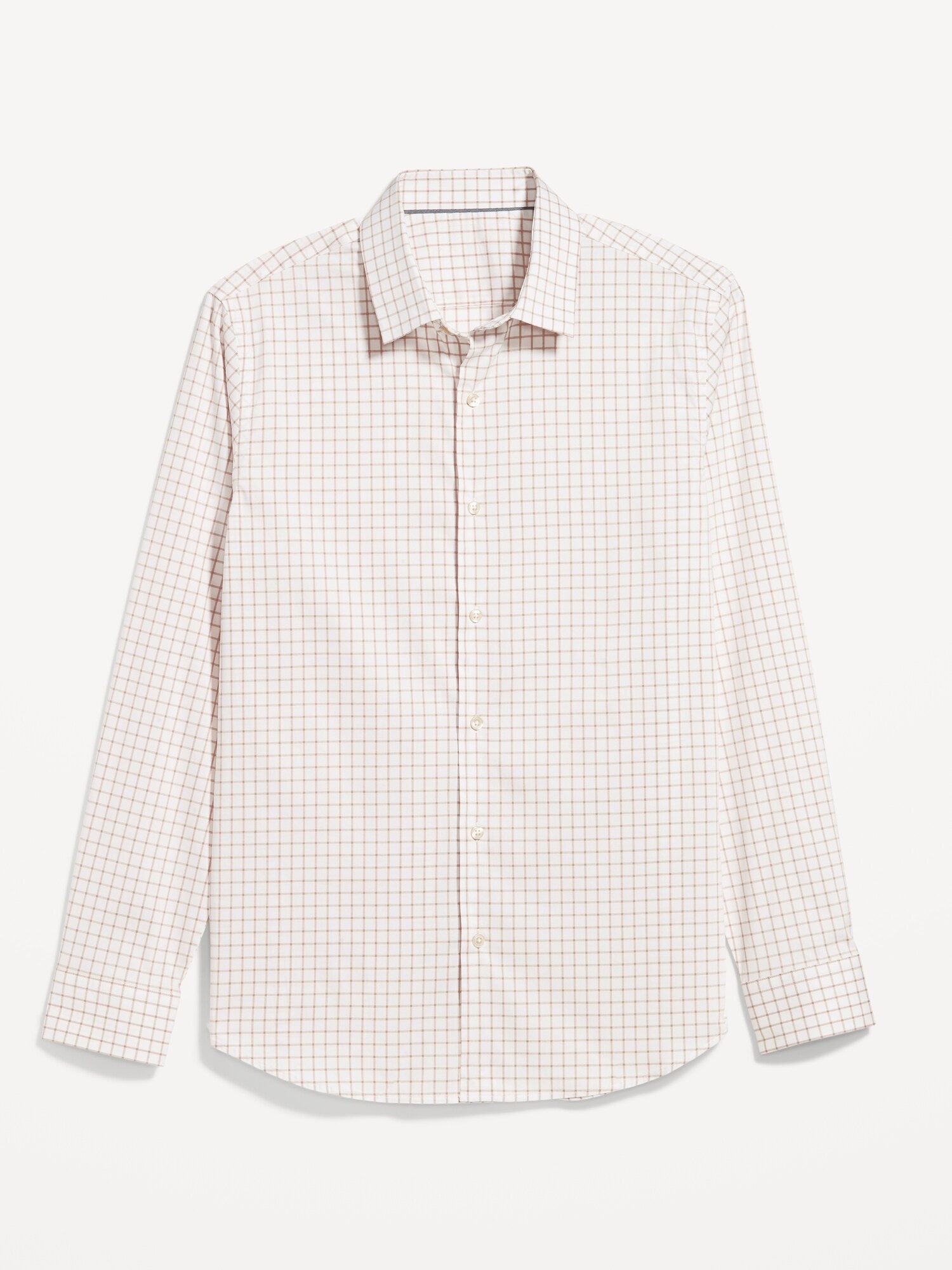Мужская рубашка Old Navy Slim Fit Pro Signature Performance Dress Shirt, цвет: Серо-бежевый — фото 4