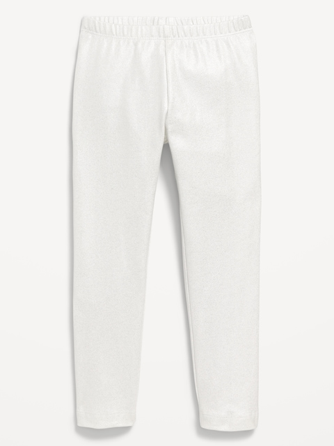 Jersey Shimmer Leggings for Toddler Girls - Creamy White