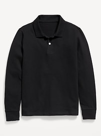 Image number 2 showing, School Uniform Long-Sleeve Polo Shirt for Boys