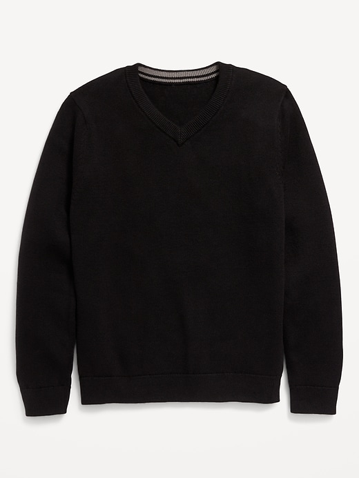 View large product image 2 of 3. School Uniform Solid V-Neck Sweater for Boys