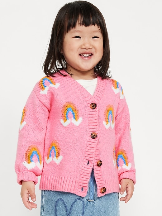 View large product image 1 of 3. Printed Button-Front Cardigan Sweater for Toddler Girls