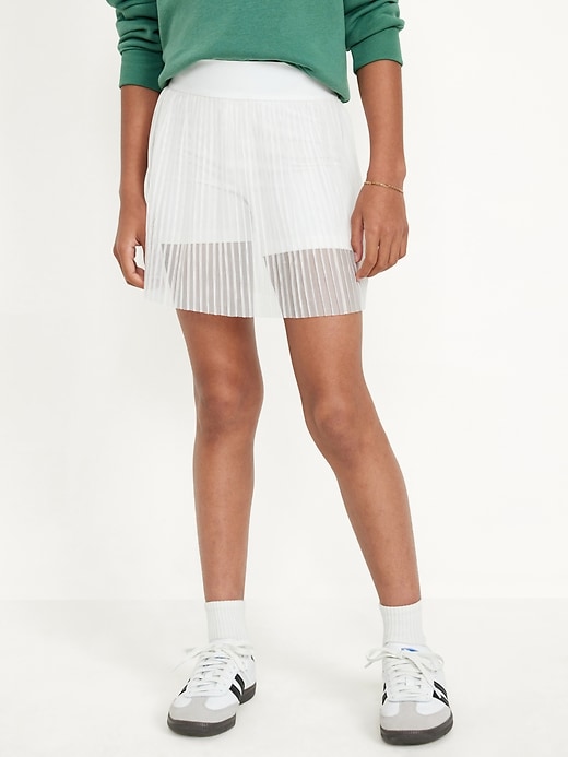 View large product image 1 of 5. High-Waisted Mesh-Pleated Performance Skort for Girls