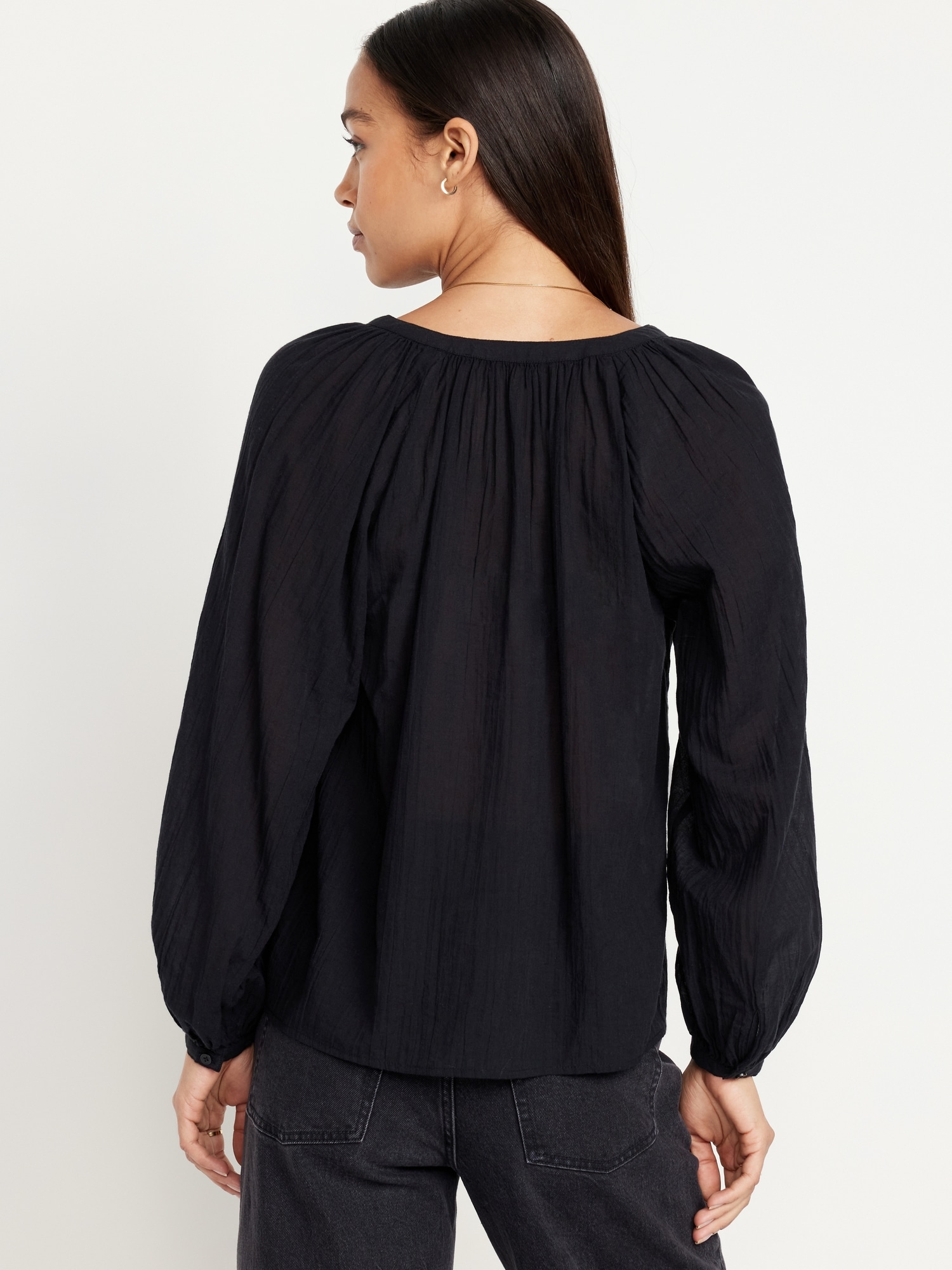 Split Neck Crinkle Gauze Top Old Navy