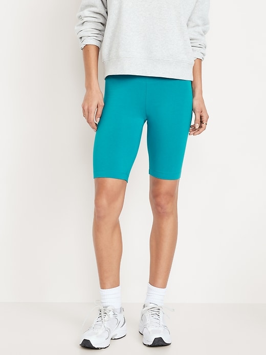 Image number 1 showing, High-Waisted Biker Shorts -- 10-inch inseam