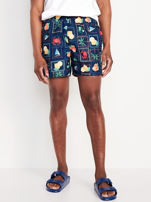 Image number 1 showing, Printed Swim Trunks -- 5-inch inseam