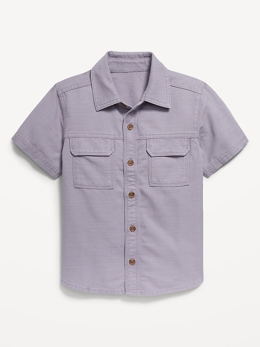 View large product image 2 of 2. Short-Sleeve Utility Pocket Shirt for Toddler Boys