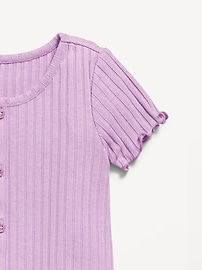 View large product image 3 of 3. Short-Sleeve Lettuce-Edge Button-Front Top for Toddler Girls