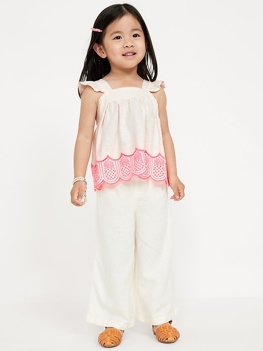 View large product image 1 of 4. Sleeveless Linen-Blend Top and Wide-Leg Pants Set for Toddler Girls