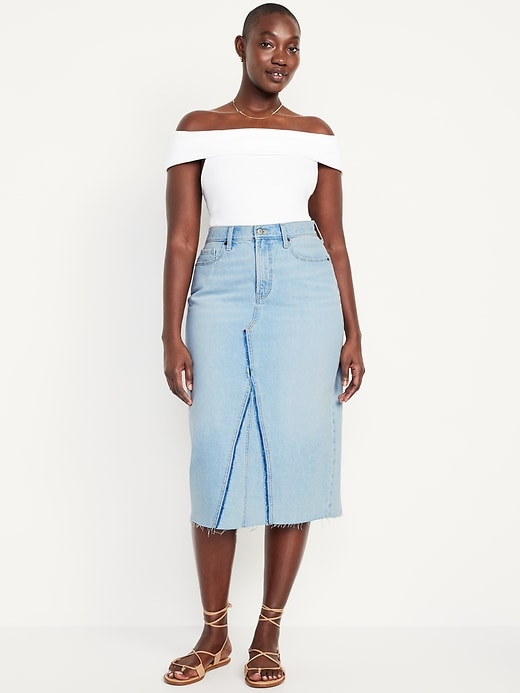 Image number 5 showing, High-Waisted Jean Midi Skirt
