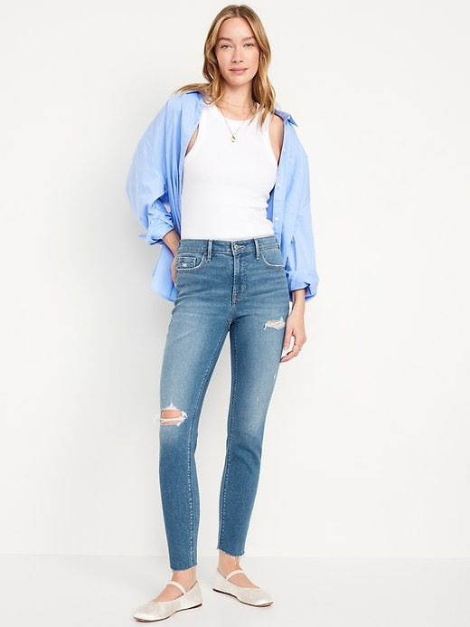 Image number 1 showing, High-Waisted Rockstar Super-Skinny Ankle Jeans