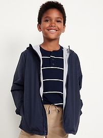 Image number 1 showing, Hooded Zip-Front Water-Resistant Jacket for Boys