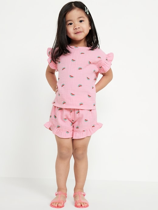 View large product image 1 of 5. Short-Sleeve Ruffled Top and Shorts Set for Toddler Girls