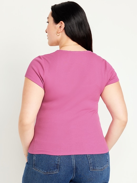 Image number 8 showing, Lace-Trim Rib-Knit Top