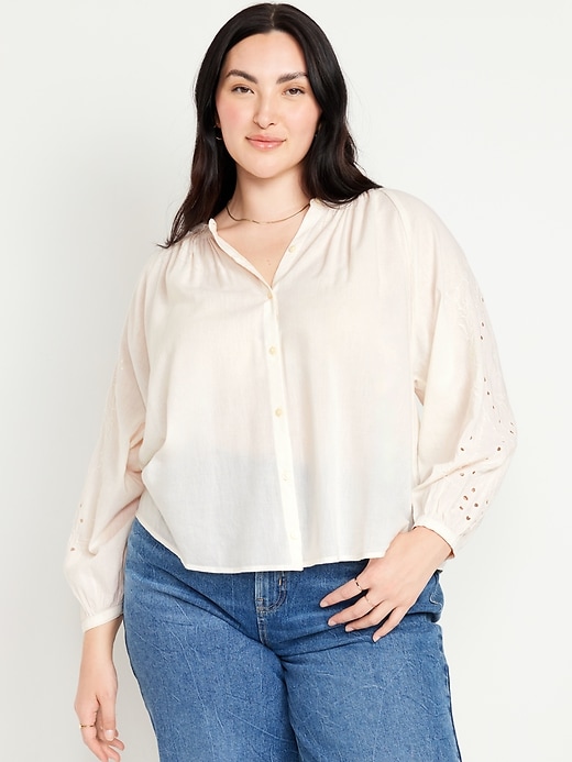 Image number 7 showing, Split-Neck Button-Down Top