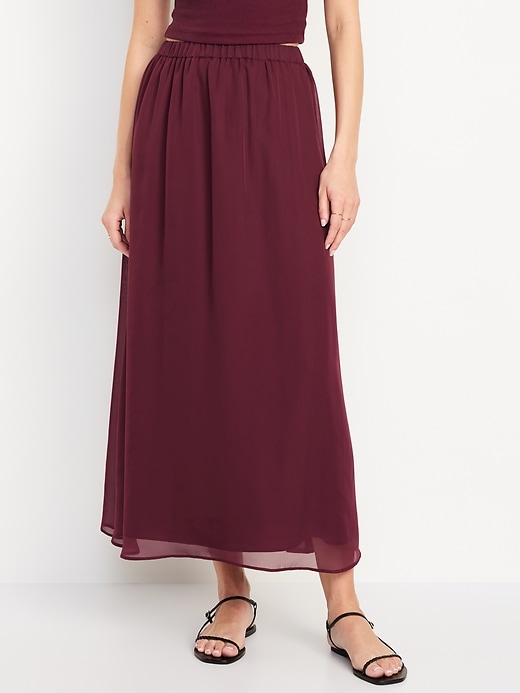 Burgundy chiffon maxi skirt hotsell