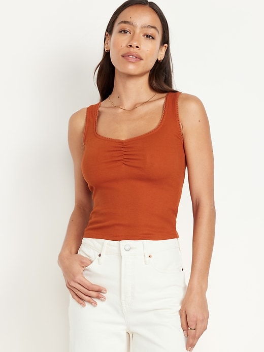 Image number 1 showing, Cinched Rib-Knit Tank Top