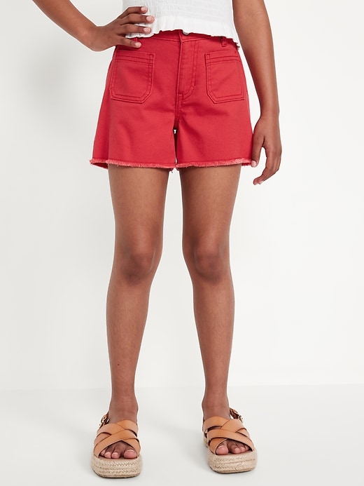 View large product image 1 of 5. High-Waisted Pocket Frayed-Hem Shorts for Girls