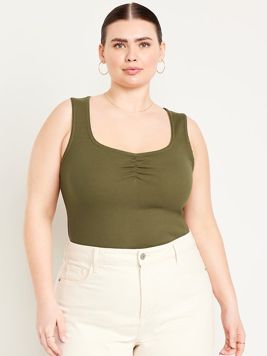 Image number 7 showing, Cinched Rib-Knit Crop Tank Top