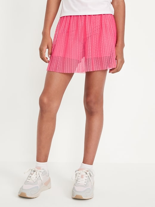 View large product image 1 of 5. High-Waisted Mesh-Pleated Performance Skort for Girls