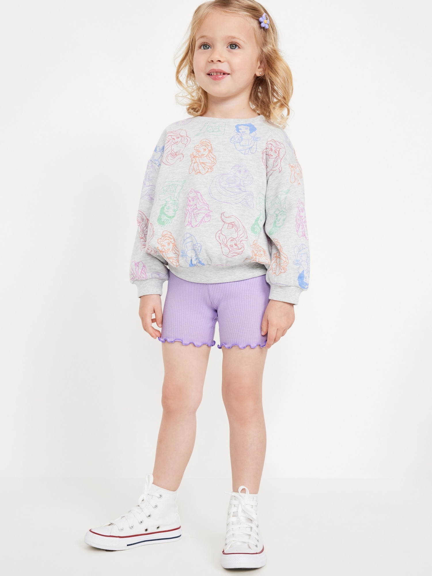 Rib-Knit Lettuce-Edge Biker Shorts for Toddler Girls