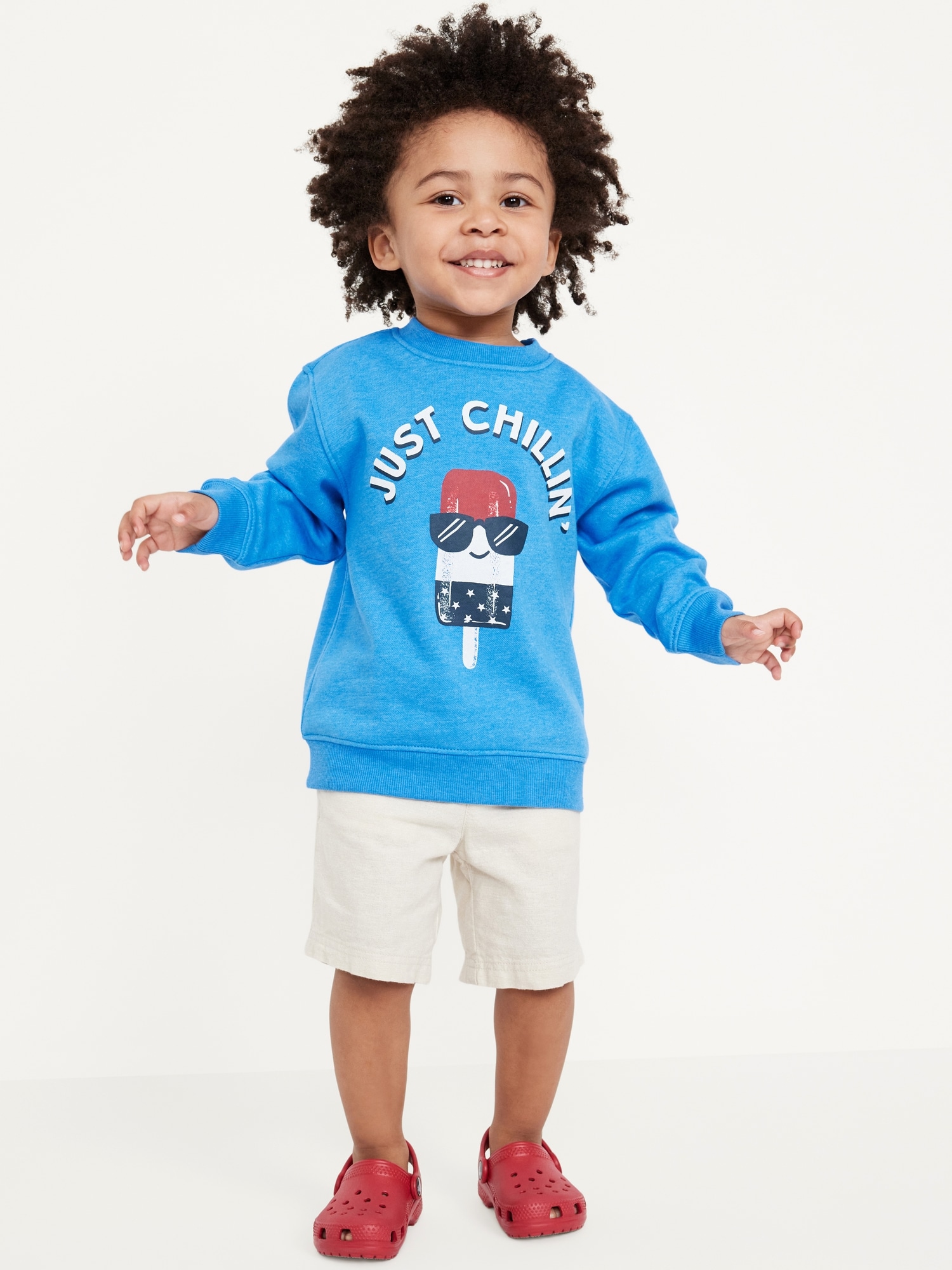 Oversized Crew-Neck Sweatshirt for Toddler Boys