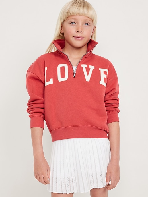 View large product image 1 of 4. Long-Sleeve Quarter Zip Sweatshirt for Girls