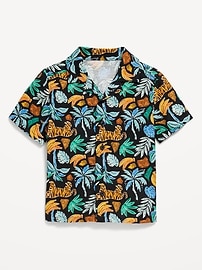 View large product image 3 of 3. Printed Short-Sleeve Linen-Blend Camp Shirt for Toddler Boys