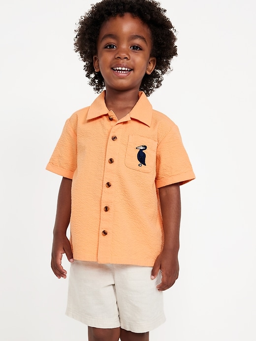 View large product image 1 of 3. Textured Graphic Pocket Shirt for Toddler Boys