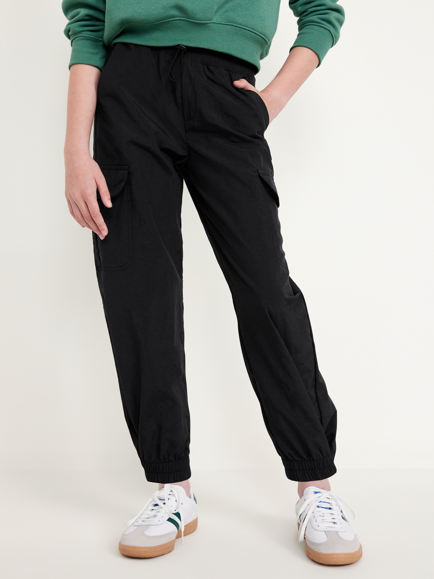 High-Waisted Loose Cargo Performance Pants for Girls