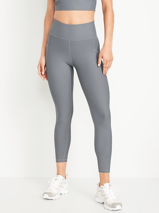 Image number 1 showing, High-Waisted PowerSoft Ribbed Leggings