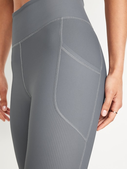 Image number 4 showing, High-Waisted PowerSoft Ribbed Leggings