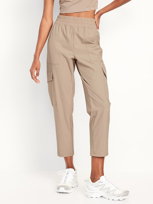 Image number 1 showing, High-Waisted SleekTech Cargo Ankle Pants