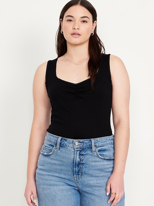 Image number 5 showing, Cinched Rib-Knit Crop Tank Top