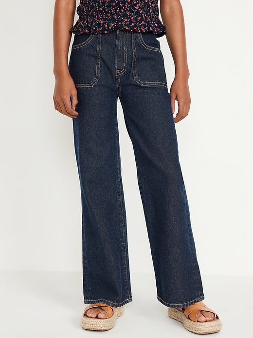 View large product image 1 of 5. High-Waisted Baggy Wide-Leg Jeans for Girls