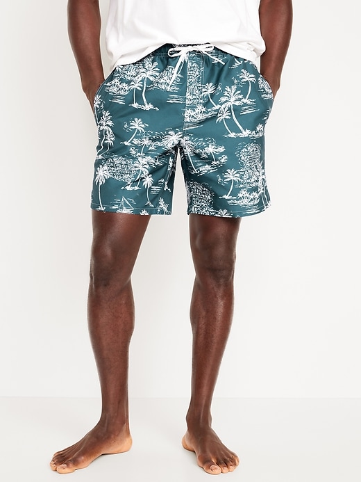 Image number 1 showing, Printed Swim Trunks -- 7-inch inseam