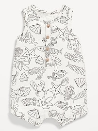 View large product image 3 of 3. Printed Sleeveless Henley Romper for Baby