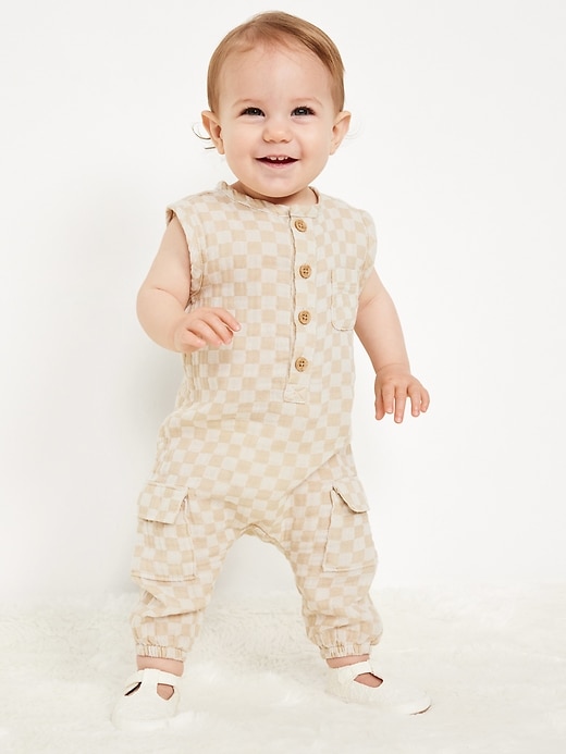 View large product image 1 of 2. Sleeveless Henley Jumpsuit for Baby