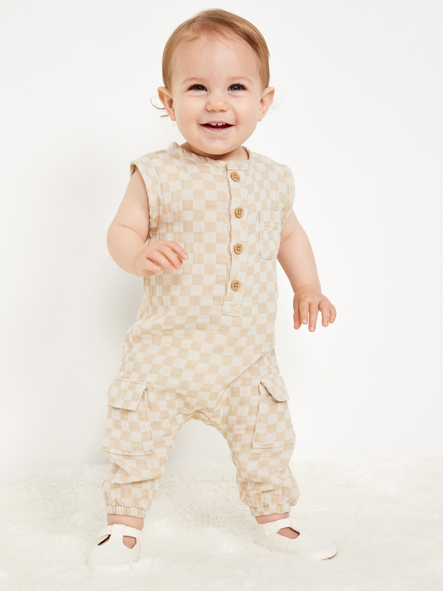 Sleeveless Henley Jumpsuit for Baby