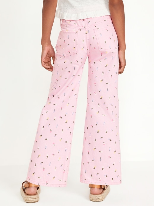 View large product image 2 of 5. Printed High-Waisted Baggy Wide-Leg Jeans for Girls