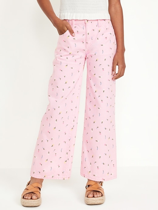 View large product image 1 of 5. Printed High-Waisted Baggy Wide-Leg Jeans for Girls