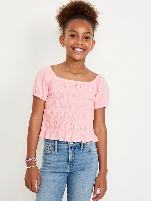 View large product image 1 of 4. Puff-Sleeve Smocked Top for Girls