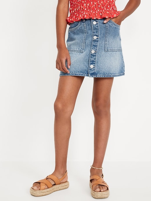 View large product image 1 of 4. High-Waisted Jean Skirt for Girls