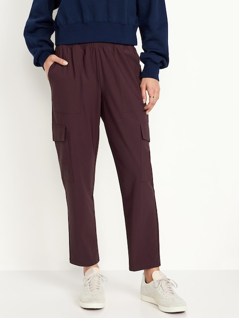 High-Waisted SleekTech Cargo Ankle Pants - Boxwood