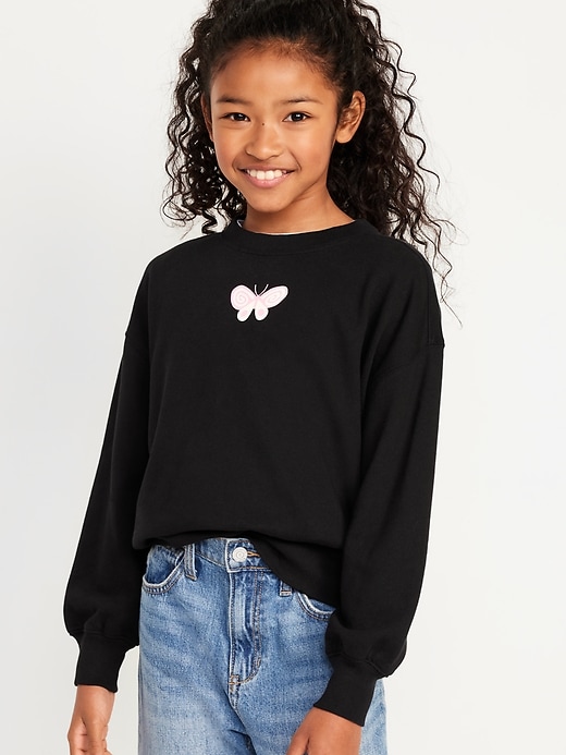 View large product image 1 of 4. Oversized Crew-Neck Graphic Tunic Sweatshirt for Girls