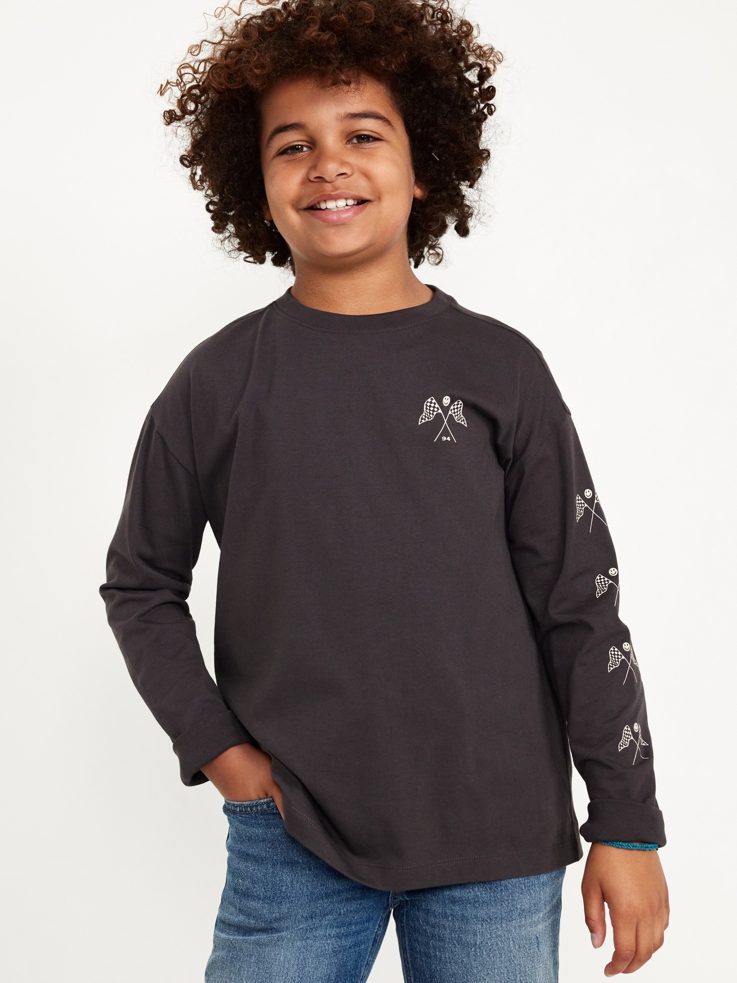 Oversized Graphic ong-Sleeve T-Shirt for Boys