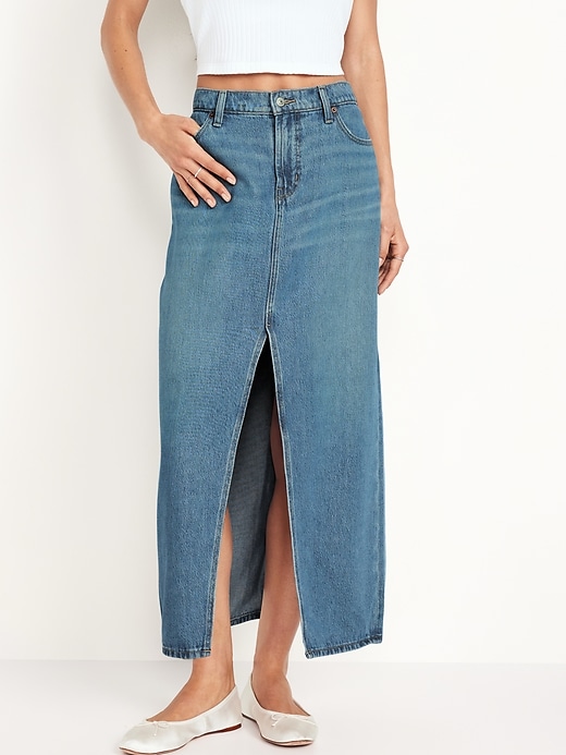 Image number 2 showing, Mid-Rise Jean Maxi Skirt