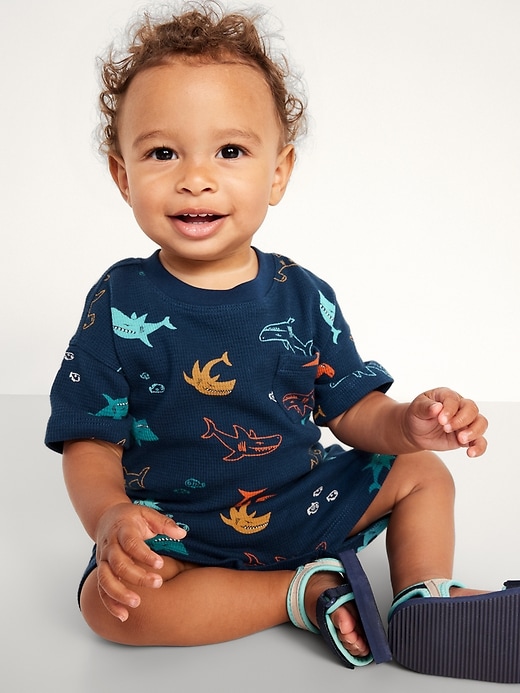 View large product image 1 of 4. Printed Thermal-Knit Pocket T-Shirt and Shorts Set for Baby
