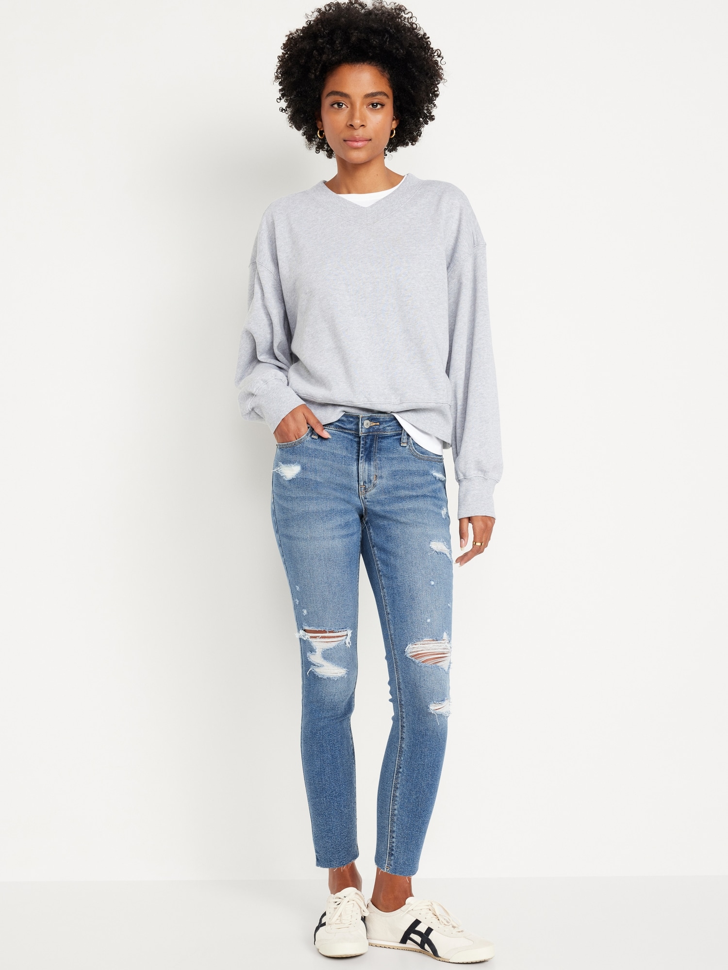 Mid-Rise Rockstar Super-Skinny Ripped Cut-Off Ankle Jeans