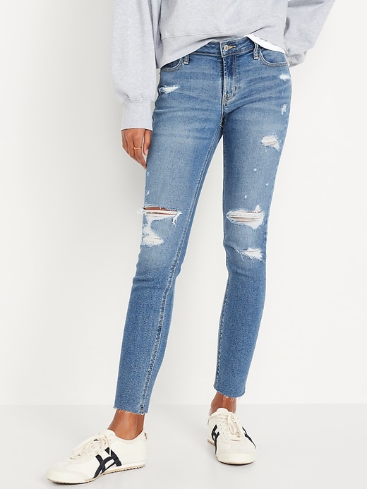 Image number 2 showing, Mid-Rise Rockstar Super-Skinny Ripped Cut-Off Ankle Jeans