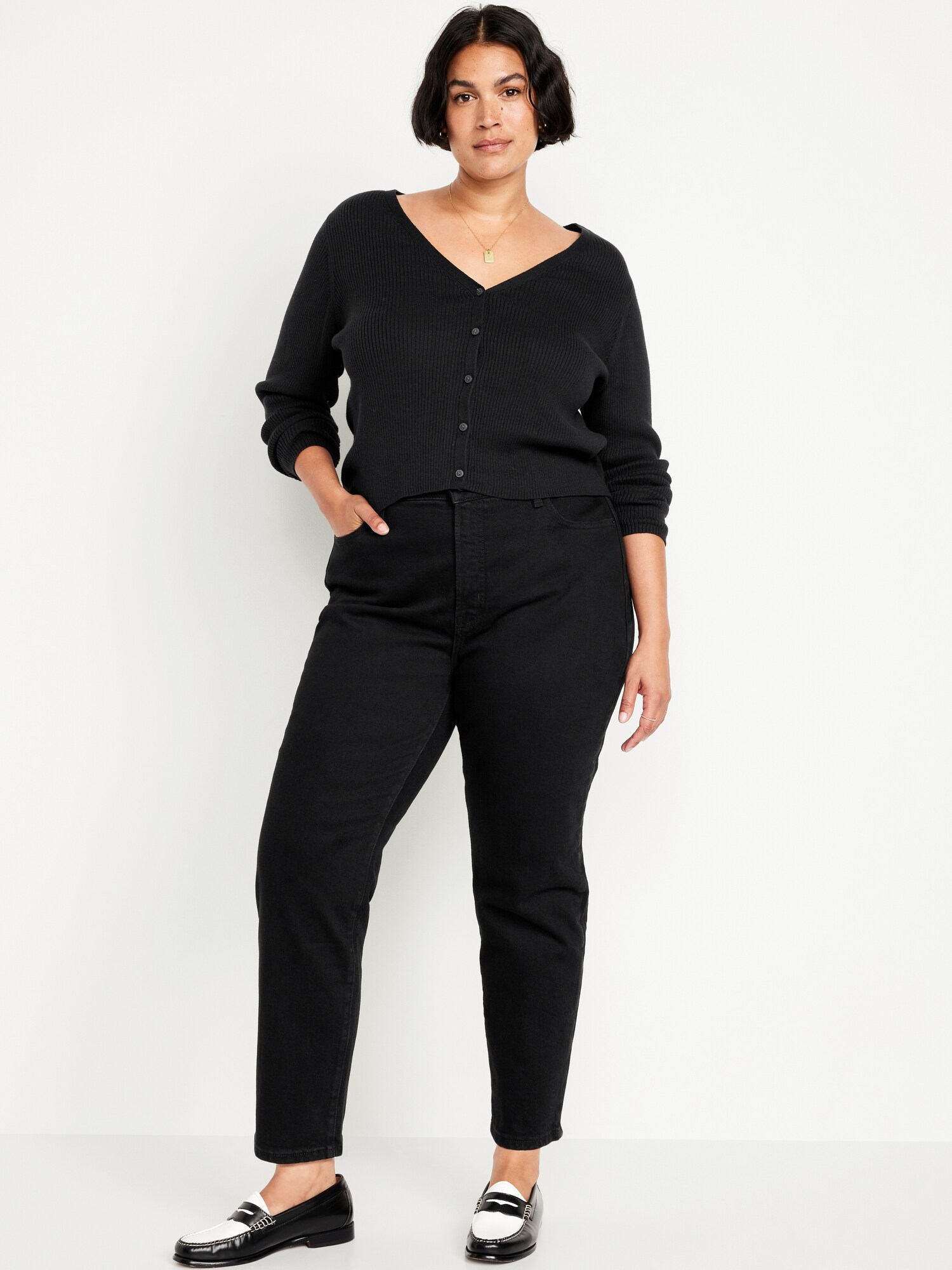 Женские джинсы Old Navy High-Waisted OG Straight Ankle, цвет: Чёрный, вариант 1 — фото 5